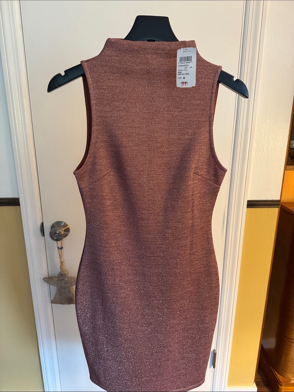 Sleeveless Metallic Rose Bodycon Dress
